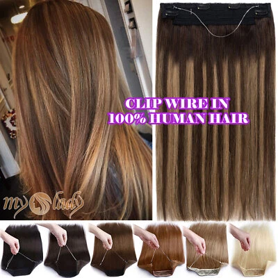 Extensiones de cabello humano Remy 100 % real con clip de alambre de una pieza Balayage grueso Foto 1 de 4