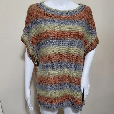 The Limited Poncho Sweater XS/S Earth Tones Buttons Boho Hippie Open Side - Image 1 of 4