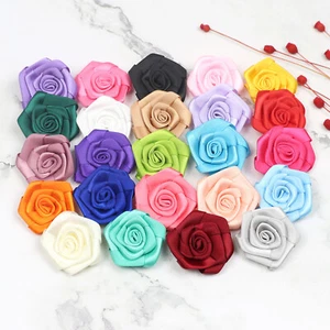 25Color 4cm Satin Ribbon Rose flower DIY Sewing Applique Wedding Bridal Bouque - Picture 1 of 37