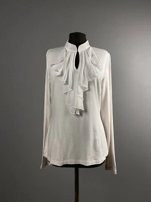 Rare Wolford Womens White Deep Neck Stretch Ruched Top Pullover Blouse Size M - Image 1 of 4