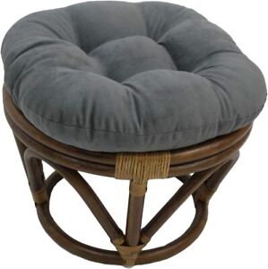 Rattan Ottoman with Micro Suede Cushion