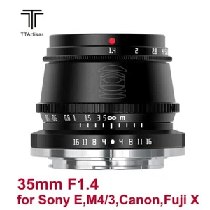 TTArtisan 35mm F1.4 APS-C MF Lens For Sony E Fuji X M4/3 Canon EOS-M Leica L Mou - Picture 1 of 9