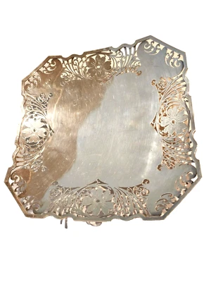 Bandeja floral antiga Cooper Brothers & Sons prata esterlina 11 polegadas - Imagem 1 de 4