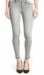 NWT Paige Womens 27 Verdugo Ankle Jeans Gray Distressed Skinny Mid-Rise Raw Hem - Picture 1 of 14