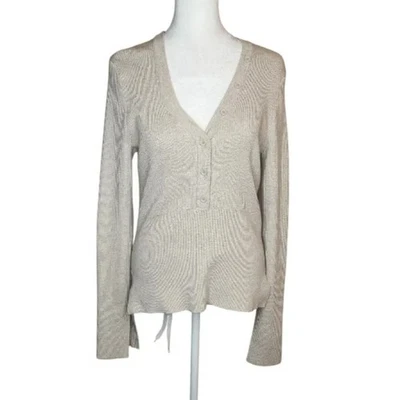 NEW Monrow Rib Long Sleeve Henley Sweater in Ash Size Large - Image 1 of 4