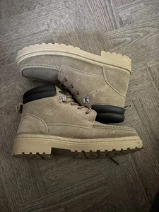 Mens Harbour Collection Tan Sand Ankle Boots Size 10 Lace Up Suede - Picture 1 of 5