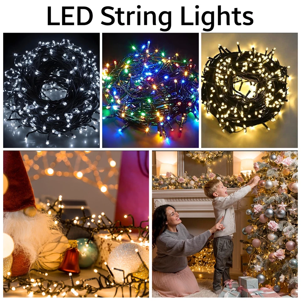 WEDDECOR 100 200 300 400 500 LED String Fairy Lights Christmas Indoor Outdoor UK Plug