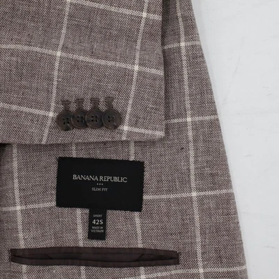 Abrigo Deportivo Banana Republic Para Hombre 42S Calce Ajustado Lino Algodón Ventana Muesca a Cuadros Foto 1 de 4