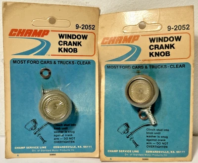 Pair of NOS Champ 9-2052 Ford Window Crank Clear Knob Replacement - Image 1 of 4