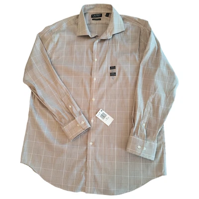 Lauren Ralph Lauren Black Label Button up Shirt Men's Sz XL 17 Slim Tan Check - Image 1 of 4