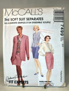 Pattern Misses Suit Separates  Jacket  Skirt  Vest Top  Size 22  McCalls 7499 - Picture 1 of 2