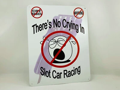 Letrero de aluminio There's No Crying In Slot Car Racing 8 x 10 AFX Aurora T-Jet Tomy Foto 1 de 4