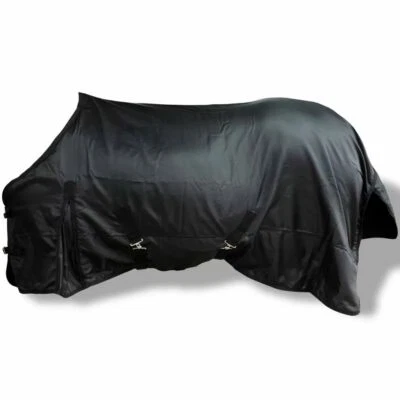 Fleece Rug Double Layers with Surcingles 49.2" Black vidaXL - Image 1 of 3