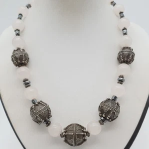 Bellissima Collana In Argento 925 Con Quarzo Rosa - (146) - Foto 1 di 8