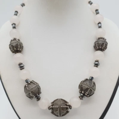 Bellissima Collana In Argento 925 Con Quarzo Rosa - (146) - Immagine 1 di 4