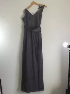 White by Vera Wang Kleid V-Ausschnitt Schlitz Bein mit Schärpe grau Brautjungfer formell Größe 4 - Bild 1 von 10
