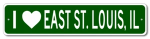 I Love East St. Louis, Illinois Metal Wall Decor City Limit Sign - Aluminum - Picture 1 of 1