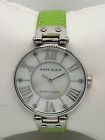 Ladies Anne Klein Silver Tone White Dial Green Leather Band Watch 10/9919 G1