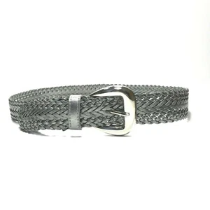 Women's Belt XS-S Silver VTG Braided Woven Distressed Casual Jeans Dress Ladies - Picture 1 of 10