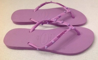 HAVAIANAS NWOB 修身紫色淡紫色铆钉人字拖 BRA 41-42 US 11-12 凉鞋 — 第 1/4 张图片