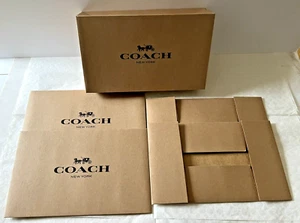 Coach Small Brown Paper Gift Boxes ๐ 10" x 6" x 2.5" Foldable Lot of 3 Empty - Picture 1 of 5