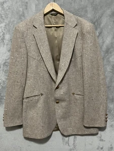 Vtg Panhandle 42R Slim Western Rockabilly Jacket Blazer Brown Tweed - Picture 1 of 11