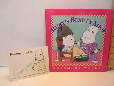 children's picture book RUBY'S BEAUTY SHOP by ROSEMARY WELLS + SIGNED BOOKPLATE - Image 1 of 4