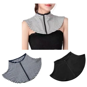 Sophisticated Striped Neck Scarf Enhancer for Women Sunscreen Zip Up Faux Collar - Picture 1 of 11