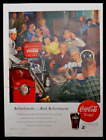 1950 Coke Coca Cola red cooler teens soda fountain photo op art vintage print ad