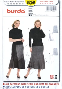 Burda Sewing Pattern 8269 Womens Pieced Flared Skirt Plus Sizes 18 - 28 NEW - Picture 1 of 2