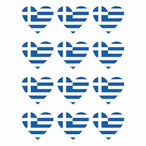 12pcs Stickers Greece Heart | Weatherproof & UV Protection | Set Greece - Picture 1 of 3