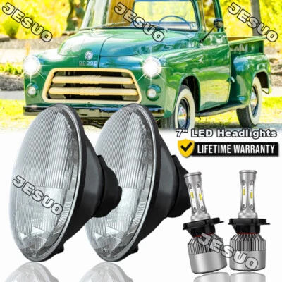 For Dodge D100 D150 D200 D300 7Inch Round LED Headlight Hi-Lo Beam cool white - Image 1 of 4