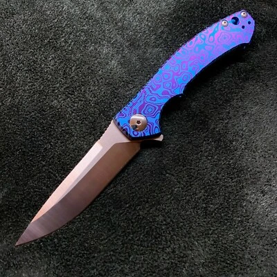 Zero Tolerance ZT 0450 Plain Edge Folder HV Blue Flomascus Ano. Ti screws zt450  - Image 1 of 4
