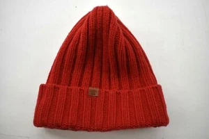 Bickley + Mitchell Chunky Rib Knit Beanie Folded Cuff Rounded Crown OS Red - Picture 1 of 6