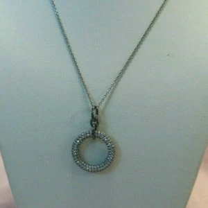 Sterling Silver .925 With Cubic Zirconia Necklace made in Italy - Picture 1 of 5