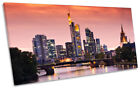 Frankfurt Skyline Sunset Picture Panoramic Canvas Wall Art Print