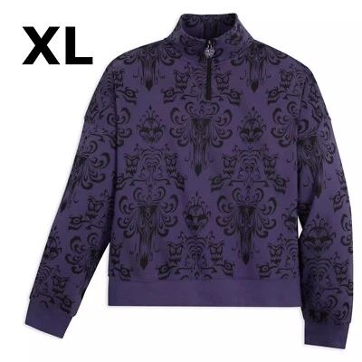 Disney Parks Haunted Mansion 壁纸拉链套衫女式 XL 码 — 第 1/4 张图片