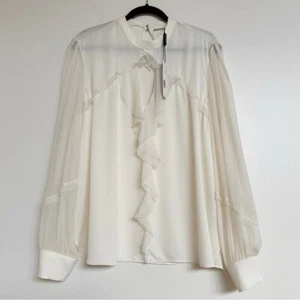 Elie Tahari Vianna Silk Blouse Fresh Pearl XL NEW NWT - Picture 1 of 11