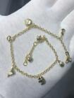 14k Solide Jaune Or Dauphin Coeur Nounours Ours Soleil Breloque Bracelet 4.0 G