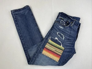 Pantalones de mezclilla POLO RALPH LAUREN Varick ajustados rectos parche Serape Distress para hombre $398 - Imagen 1 de 10