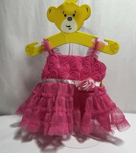 Build A Bear Pink Sparkle Rose Dress Glitter Tulle Satin - Picture 1 of 8