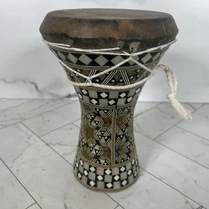 Vintage Egyption Wooden Darbuka Doumbek Drum Handmade Mother Of Peral Pua Shell - Picture 1 of 5