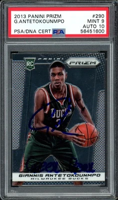 Giannis Antetokounmpo Auto 2013 Panini Prizm RC 290 PSA 9 Sig 10 Greek Freak DNA - Image 1 of 3