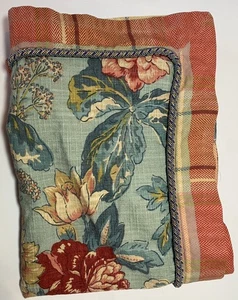 2pc Waverly Blue Floral Plaid Pillow Shams Cord Accent COTTON King Zippers - Picture 1 of 14