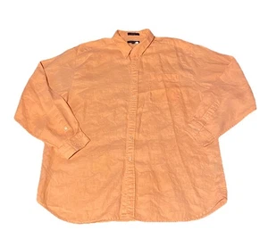 Alan Flusser 100% Linen Long Sleeve Mens XXL Dress Shirt Orange Button Down 2XL - Picture 1 of 7