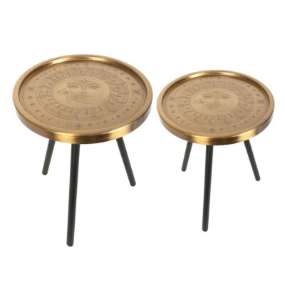 Sun Moon Metal Table 49 + 40cm Round Side Lamp Plant Stand Home Decorative Set 2 - Image 1 of 4