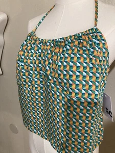 SO Größe Top XL NECKHOLDER CROP Geo Print TANK GRÜN Neu mit Etikett Sommertop - Bild 1 von 7