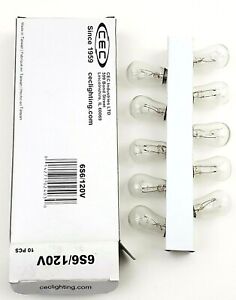 Box of 10 CEC 6S6/120V 120 Volt 6 Watt Miniature Lamps E12 Base S6 Clear 