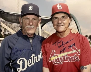 JIM LEYLAND & TONY LaRUSSA SIGNED 11X14 PHOTO HOF TIGERS CARDINALS A BECKETT COA - Picture 1 of 2