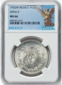 1932M MEXICO OPEN 9 PESO NGC MS66 - Picture 1 of 2